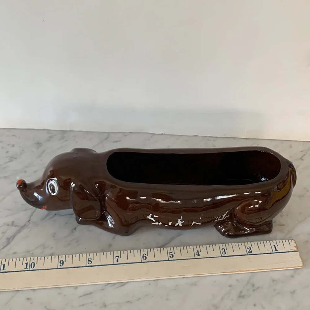 📌 Mid Century Modern Dachshund Pottery Planter Japan 11 x 3 - Picture 6 of 7